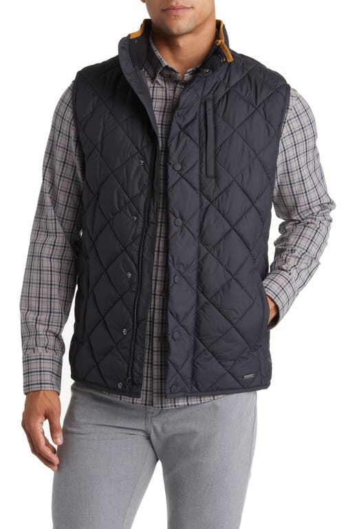 Mizzen+Main Belmont Quilted Water Resistant Recycled Polyester Vest in Black