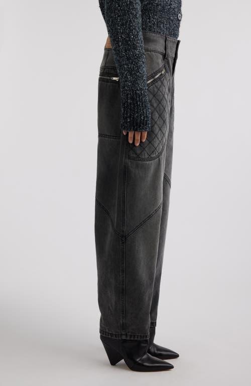 Shop Isabel Marant Catarina Zip Pocket Tapered Leg Cotton Twill Pants In Dark Grey