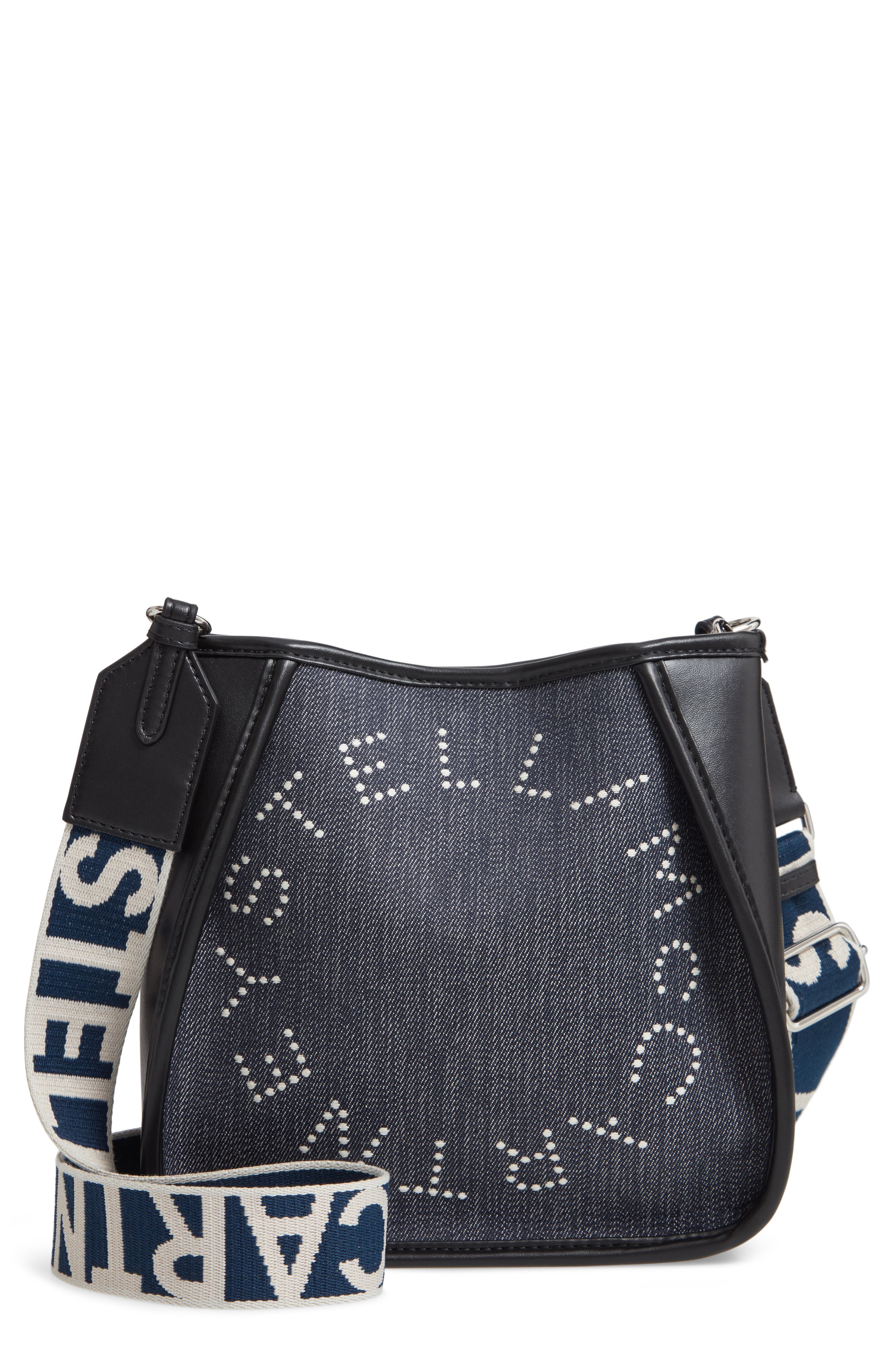 Stella McCartney Mini Embroidered Logo Denim & Faux Leather Crossbody