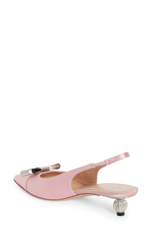 Giambattista Valli Crystal Ball Bow Pointed Toe Silk Slingback Pump In Rose/silver