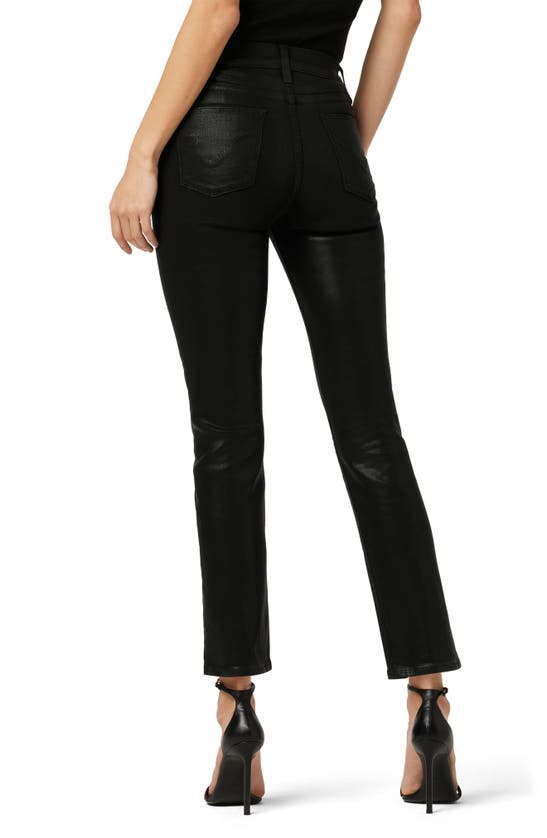 Hudson Barbara Coated High Waist Ankle Straight Leg Jeans In Black Coated