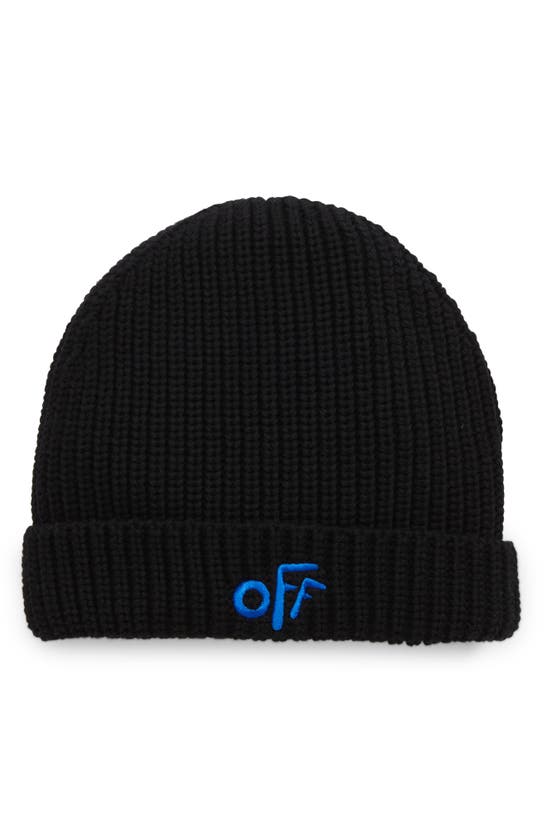 OFF-WHITE KIDS' EMBROIDERED RIBBED COTTON BEANIE