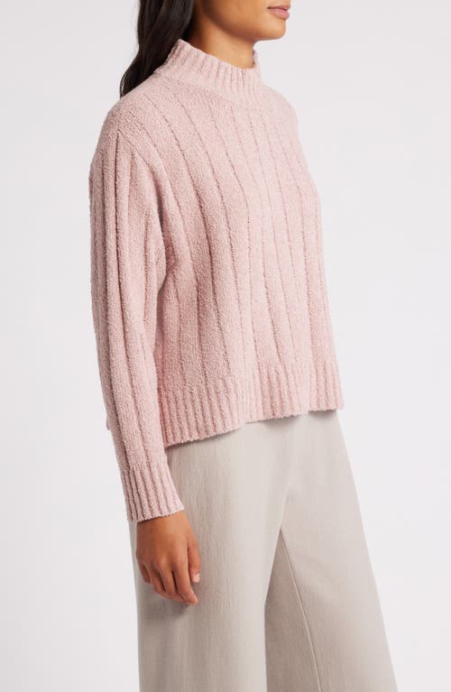 Shop Eileen Fisher Mock Neck Ribbed Sweater In Opal