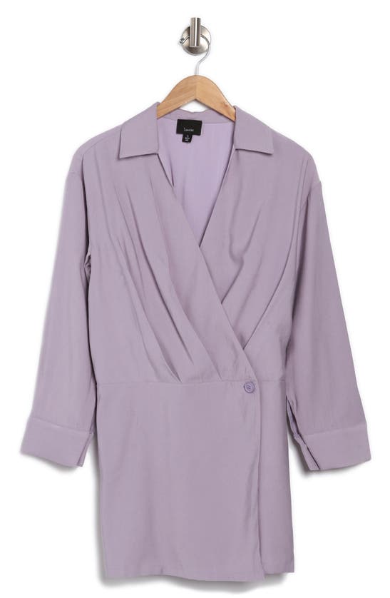 Shop Lumiere Long Sleeve Wrap Shirtdress In Lavender