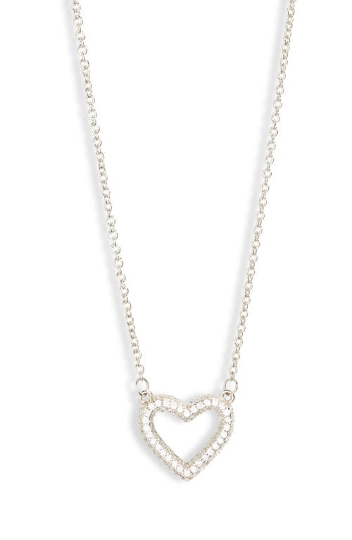 Shop Nordstrom Rack Open Heart Cz Necklace In Clear- Silver