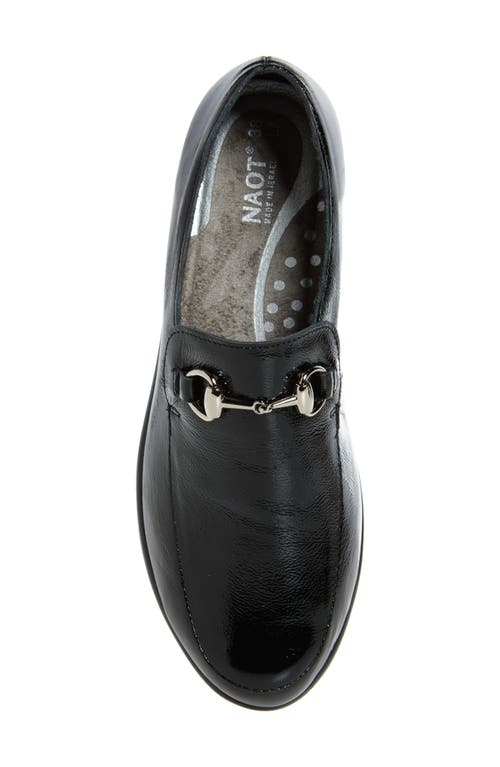Naot Bentu Bit Loafer In Black Crinkle Patent Leather