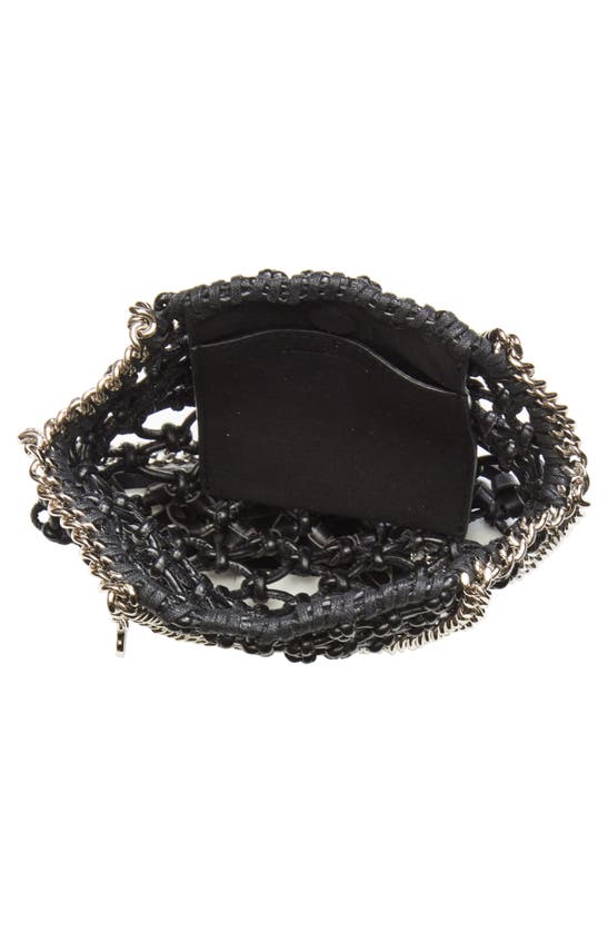 Shop Stella Mccartney Mini Falabella Fringe Faux Leather Crossbody Bag In Black