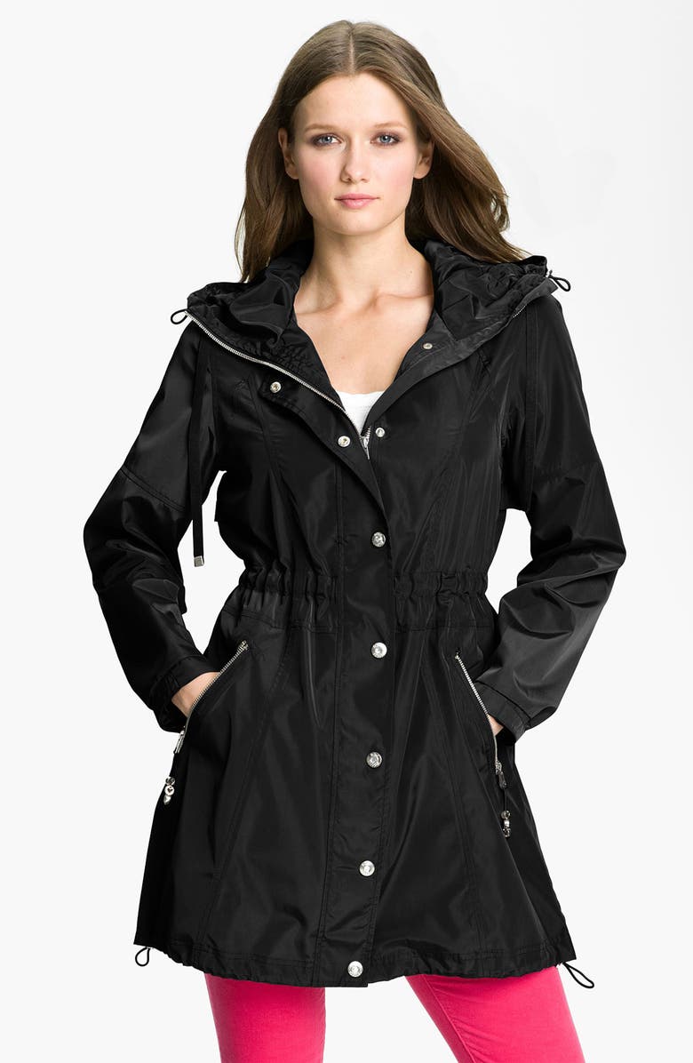 BETSEY JOHNSON Hooded Packable Anorak, Main, color, Black