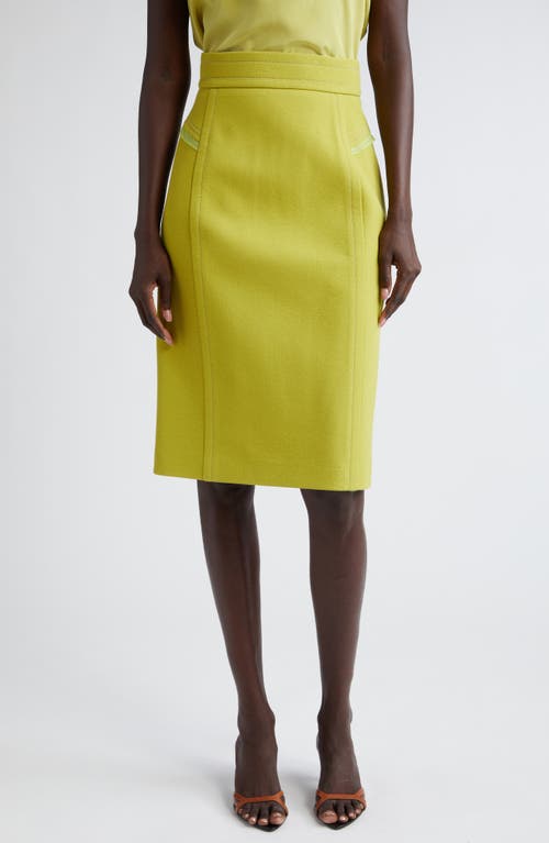 St. John Collection Tailored Wool Blend Skirt Chartreuse at Nordstrom,