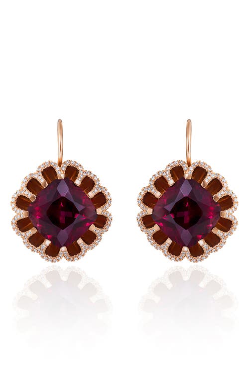 Mindi Mond Floating Rhodolite Garnet & Diamond Drop Earrings In Rose/diamond/garnet