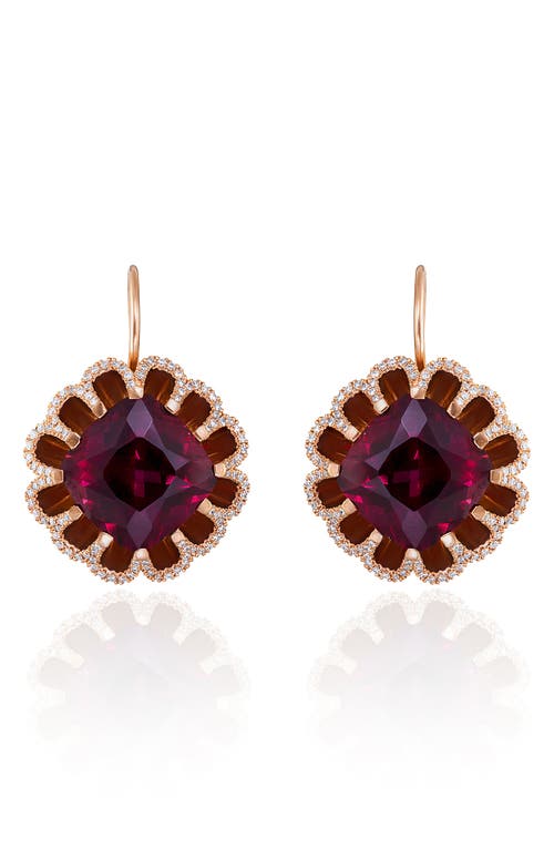 Mindi Mond Floating Rhodolite Garnet & Diamond Drop Earrings In Rose/diamond/garnet