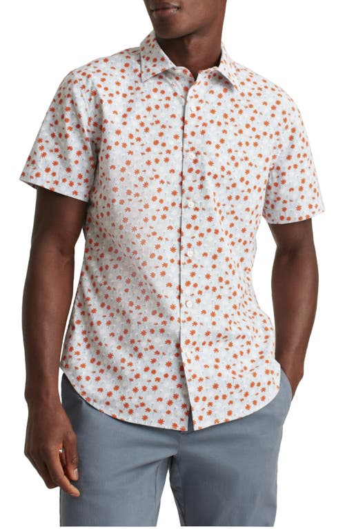 Riviera Slim Fit Stretch Print Short Sleeve Button-Up Shirt in Rye Floral