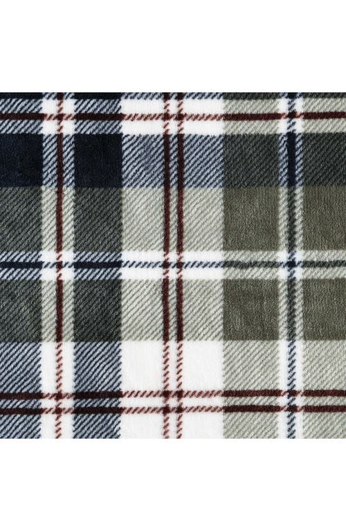 Eddie Bauer Trailhead Plaid Faux Shearling Throw Blanket In Dark Green