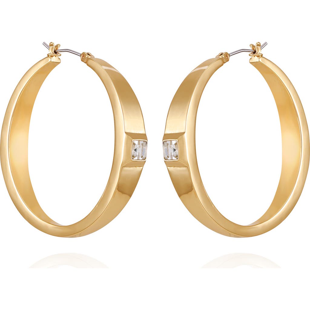 Vince Camuto Bezel Set Crystal Hoop Earrings In Goldtone4