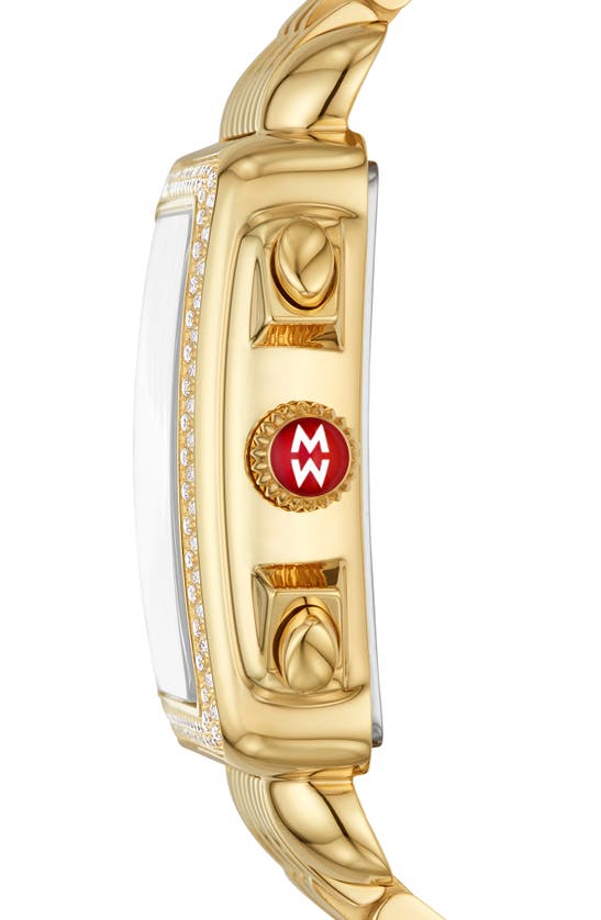 Shop Michele Deco Diamond Chronograph Bracelet Watch, 35mm In Gold