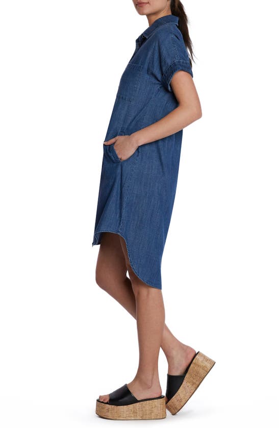 Shop Wash Lab Denim Clean Denim Shirtdress In Deep Blue