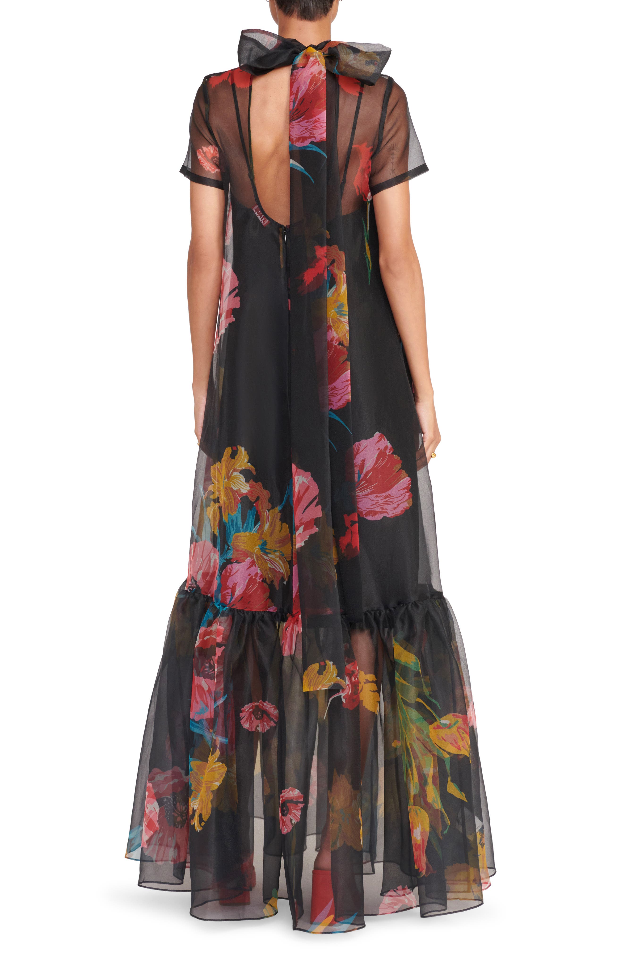 STAUD Calluna Floral Ruffle Hem Organza Gown in First Bloom Night | Smart  Closet