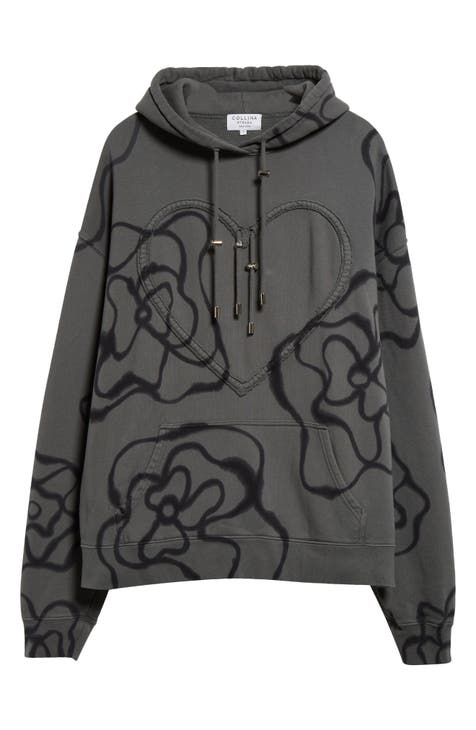 ASOS DESIGN oversized hoodie in black with rose back print and