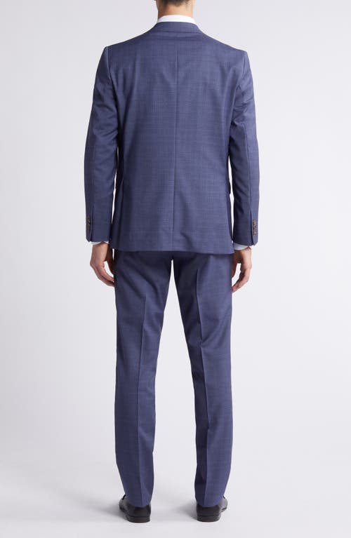 Shop Jack Victor Blue Mélange Plaid Wool Suit In Med Blue