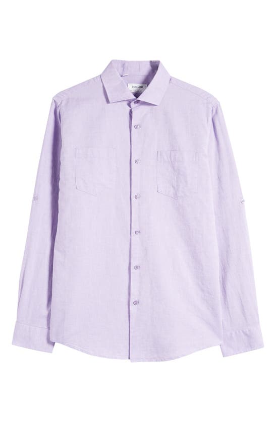 Shop Duchamp Linen Blend Dress Shirt In Lilac