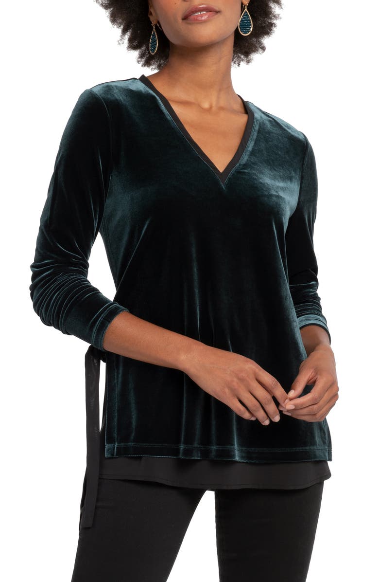 NIC+ZOE Felicity Velvet Top, Main, color, DEEP SPACE