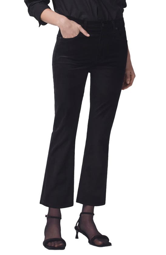 Shop Citizens Of Humanity Isola Crop Bootcut Velvet Pants In Black