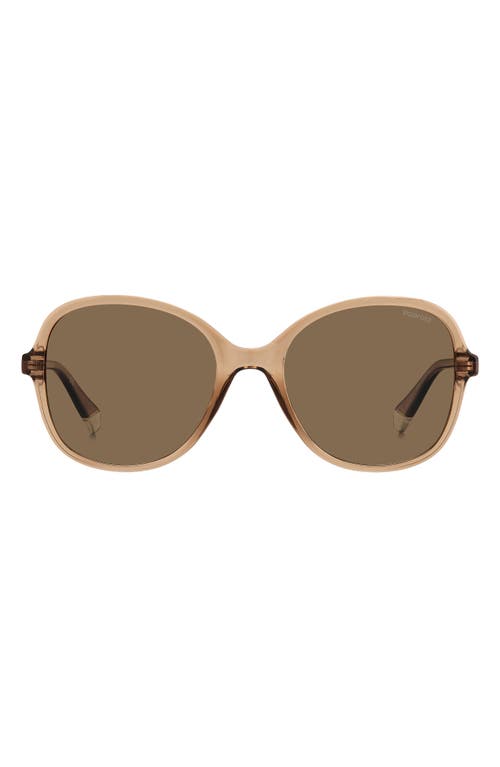 54mm Polarized Round Sunglasses in Beige/Bronze Polarized