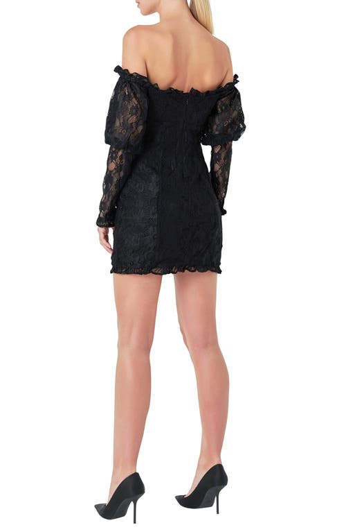 Shop Endless Rose Off The Shoulder Long Sleeve Minidress In Black