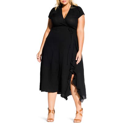 Plus Size City Chic Be Free Wrap Dress, Black