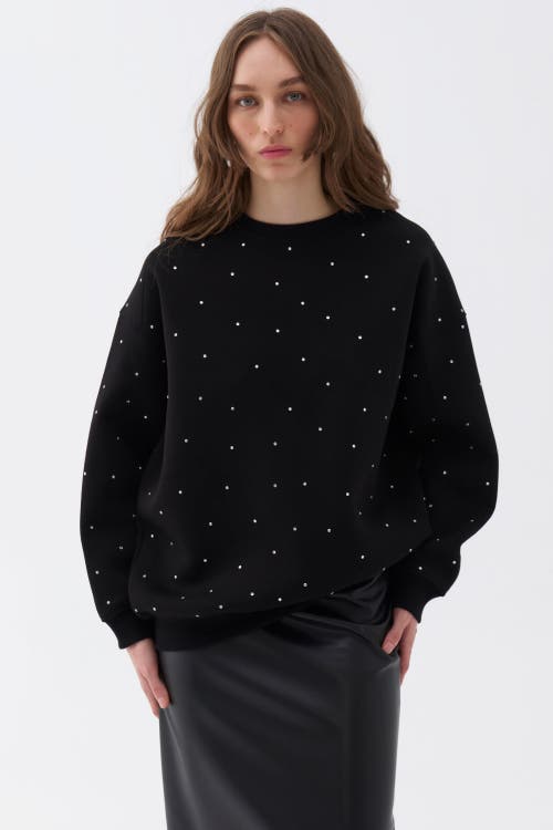 NOCTURNE NOCTURNE OVERSIZED STONE EMBELLISHED SWEATSHIRT 