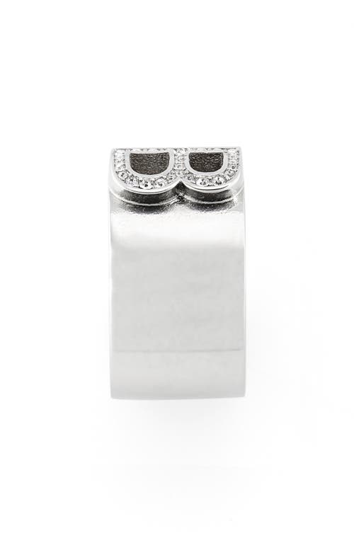 Shop Balenciaga Bb 2.0 Crystal Ring In Silver/crystal