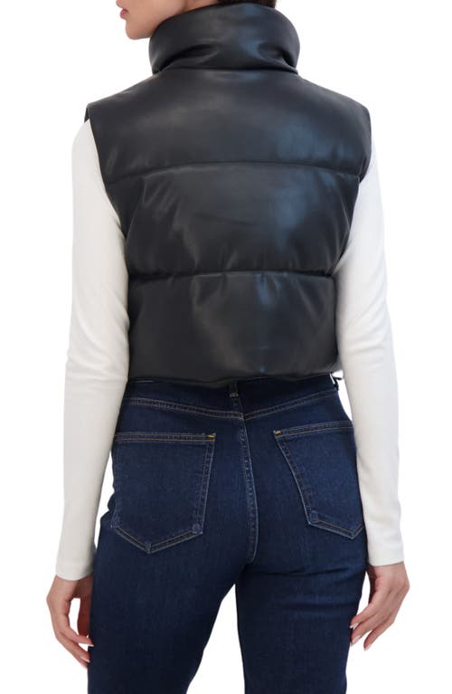 Sebby Crop Faux Leather Vest In Black