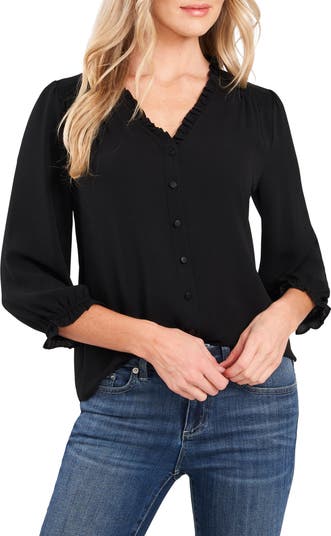 Cece ruffle neck hot sale blouse