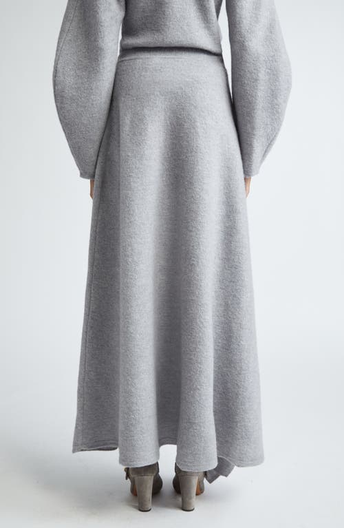 Shop Ulla Johnson Mireya Cascade Ruffle Wool Maxi Sweater Skirt In Heather Grey