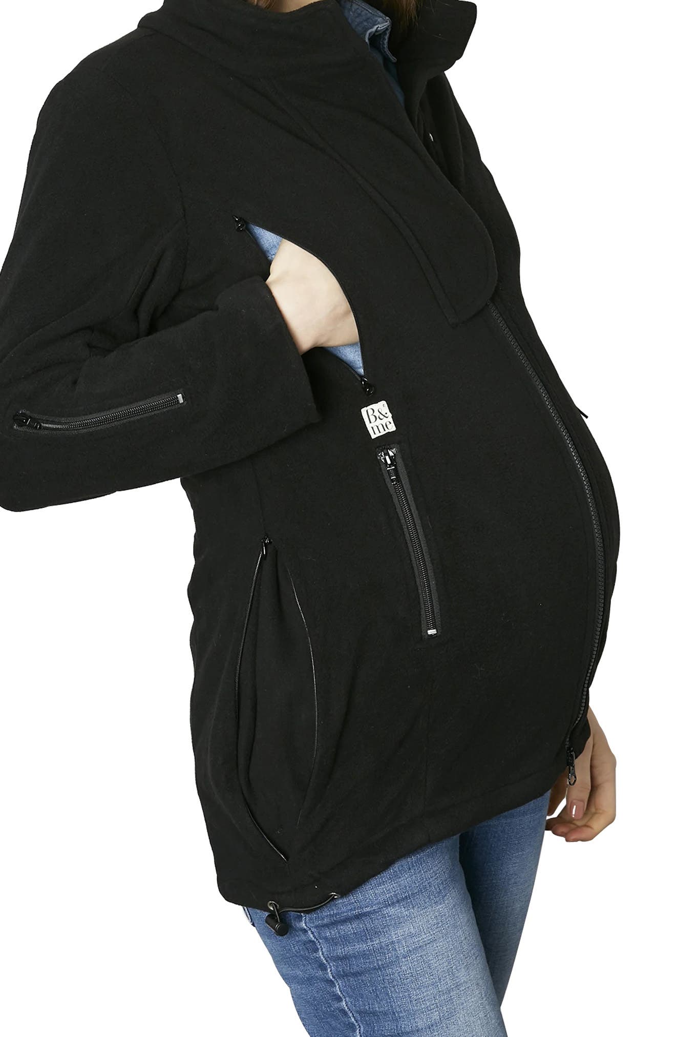 Mia Maternity & Nursing Zipper Drawstring Dress in Black