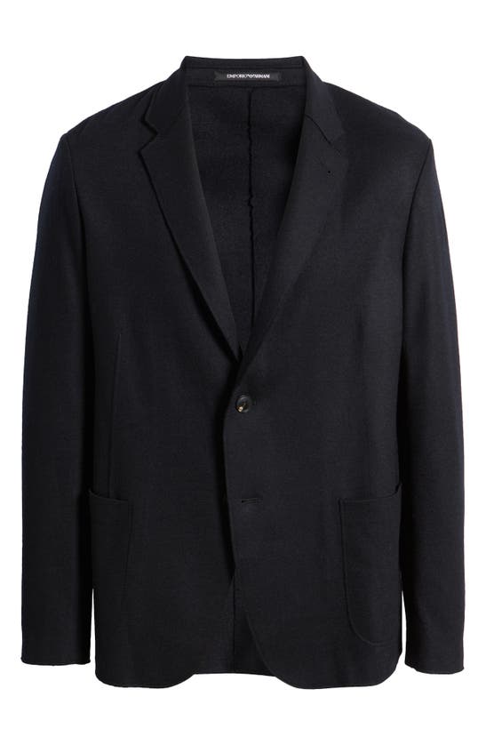 Shop Emporio Armani Wool Sport Coat In Solid Black