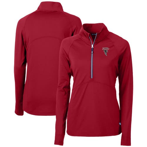 Women's Cutter & Buck Red Atlanta Falcons Throwback Logo Adapt DryTec Eco Knit Stretch Recycled Half-Zip Pullover Top