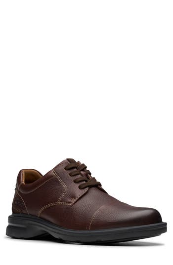 Clarks Gessler Cap In Brown Leather In Brown Tumb