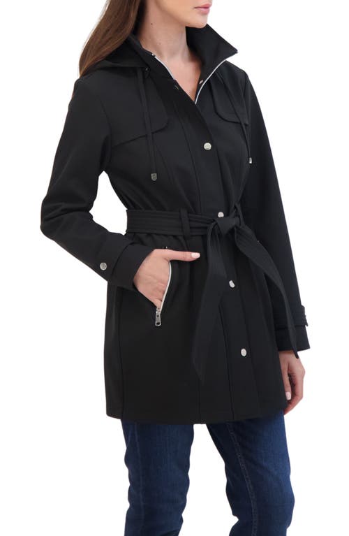Sebby Water Resistant Hooded Softshell Jacket In Black