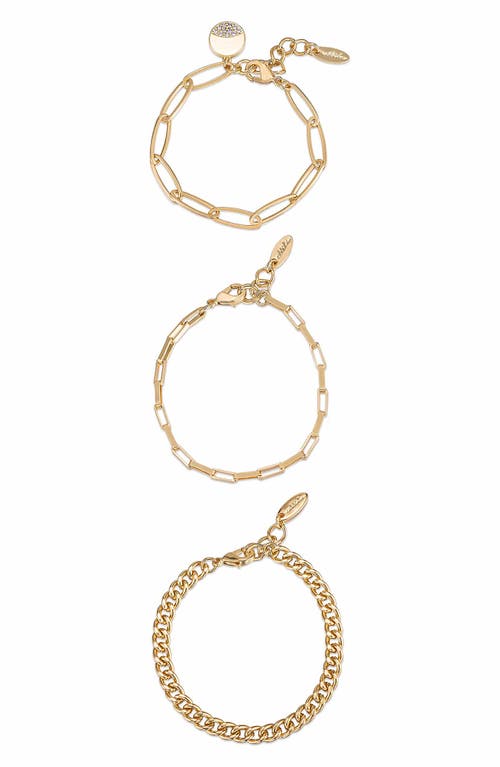 Set of 3 Chain Link Bracelets in Gold