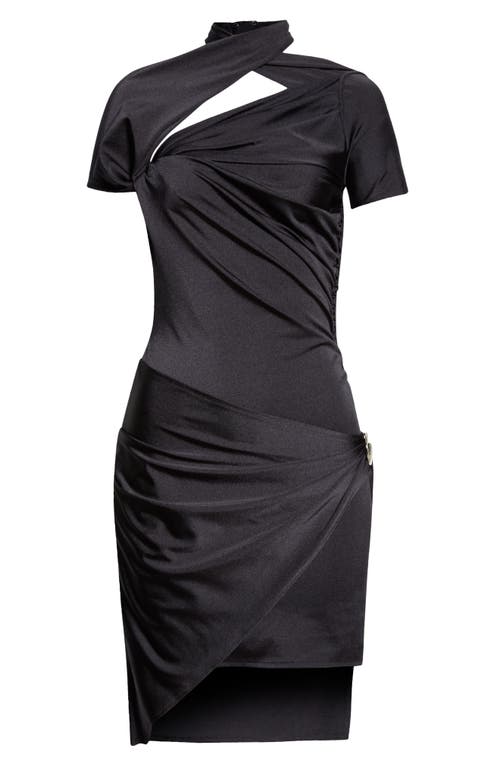 Coperni Asymmetric Draped Jersey Dress Black at Nordstrom,