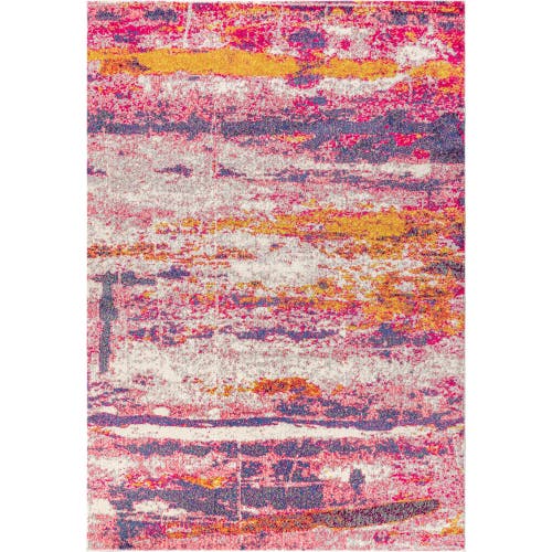 Jonathan Y Contemporary Pop Modern Abstract Brushstroke Area Rug In Pink/cream