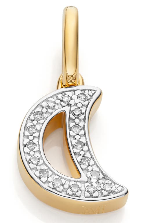 Monica Vinader Alphabet Moon Diamond Pendant Charm in Yellow Gold