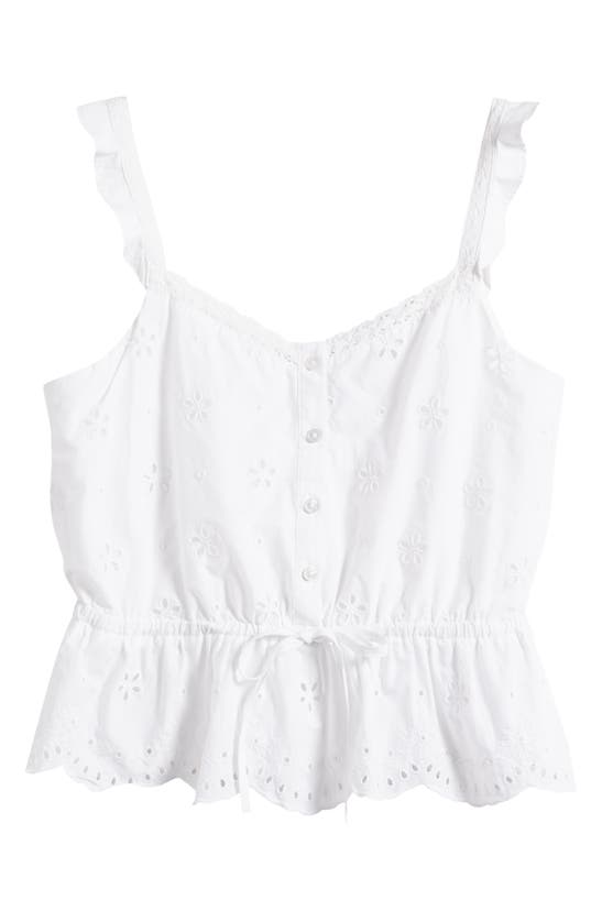 Shop Paige Eyelet Button-up Crop Camisole In White