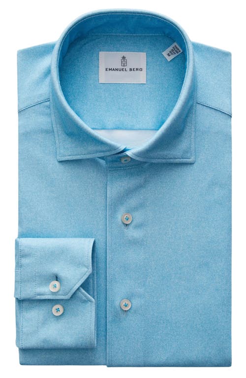 4Flex Slim Fit Heathered Piqué Button-Up Shirt in Turquoise