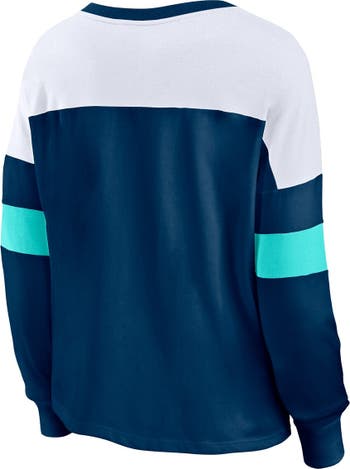 Fanatics Branded Deep Sea Blue Seattle Kraken Spirit Lace-Up V-Neck Long Sleeve Jersey T-Shirt