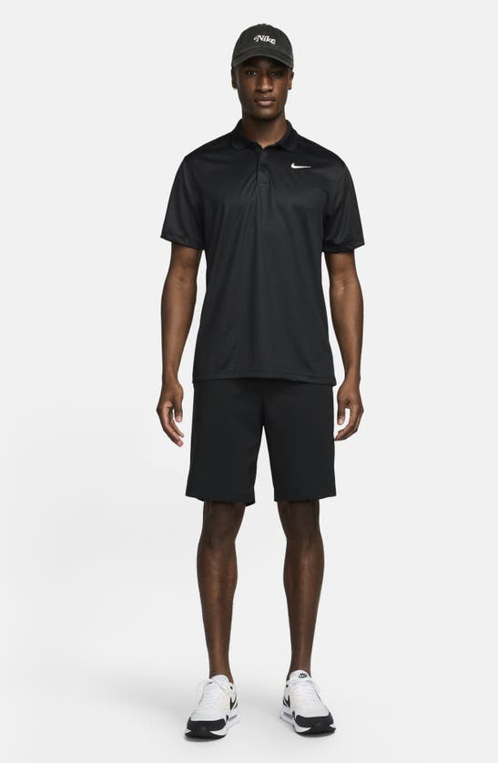Shop Nike Dri-fit Victory+ Geo Print Golf Polo In Black/ Black/ White