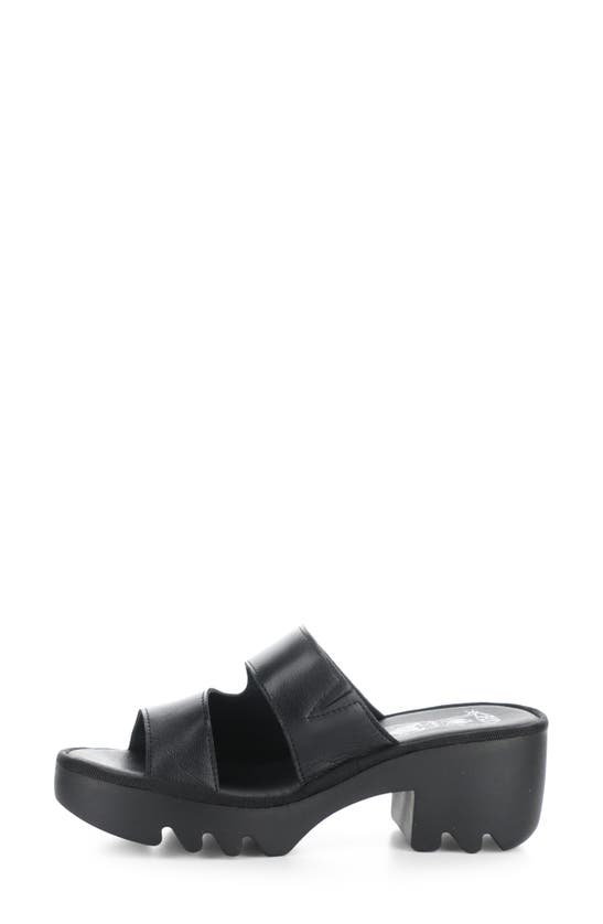 Fly London Tech Platform Sandal In Black Mousse