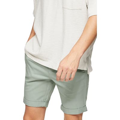 Topman Stretch Skinny Chino Shorts, Green