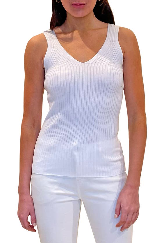 Jaclyn Smith V-neck Rib Tank In Bright White